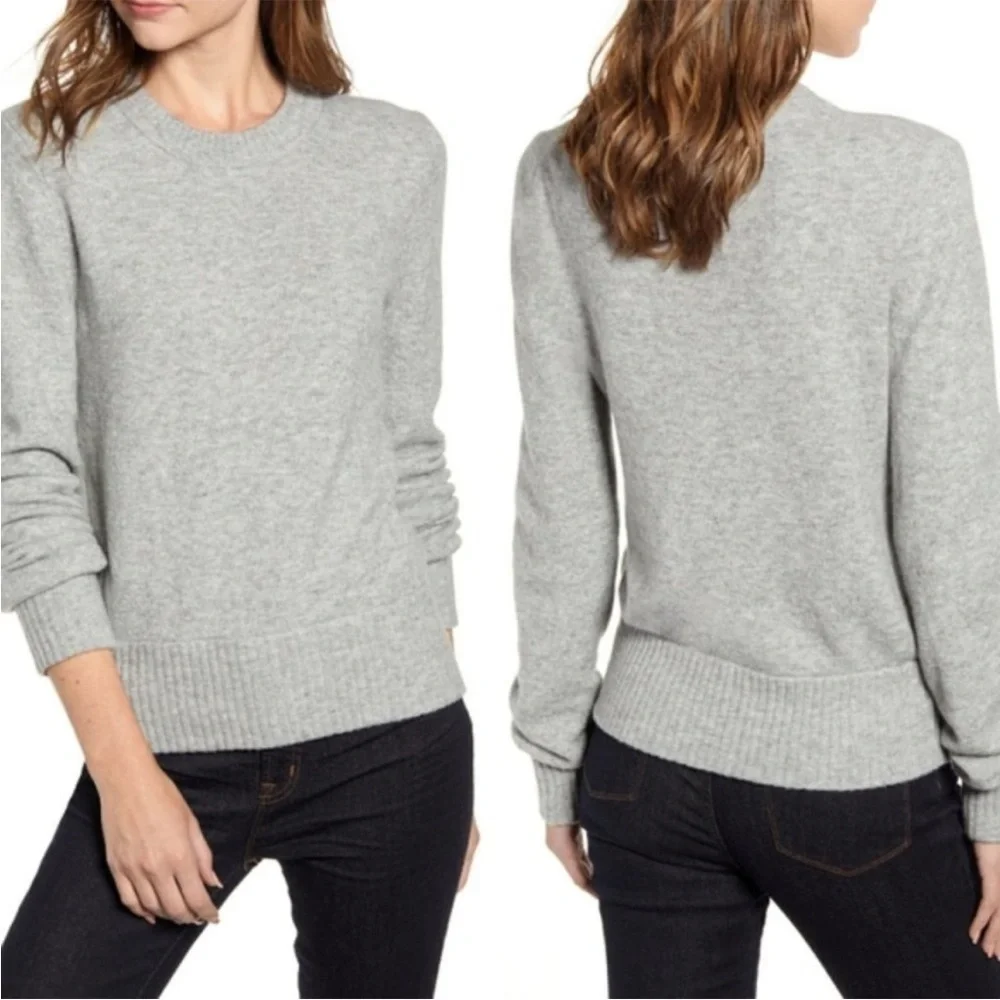 J. CREW XS GRAY CREWNECK SWEATER IN SUPER SOFT YARN merino wool blend